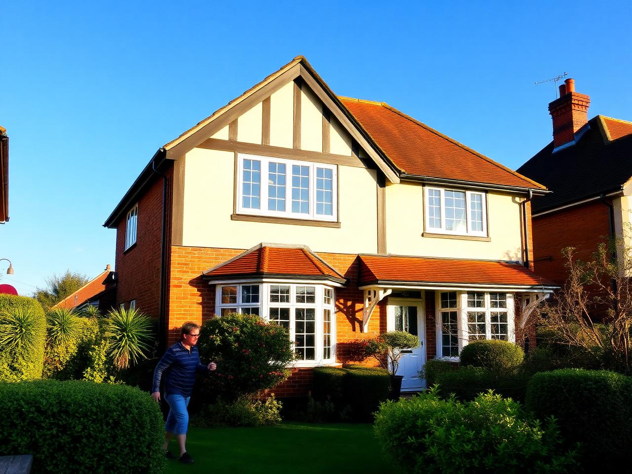 A well-maintained British home with a beautiful pitched roof